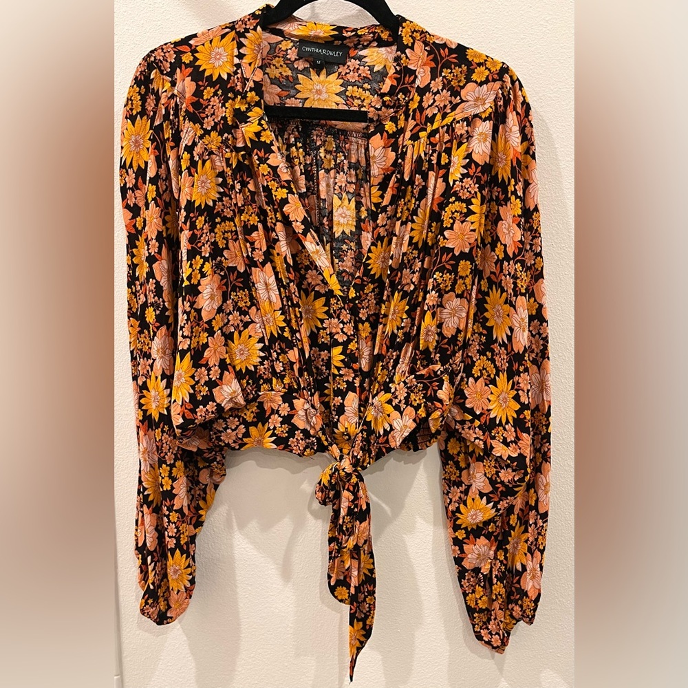 Cynthia Rowley Cropped Floral Blouse